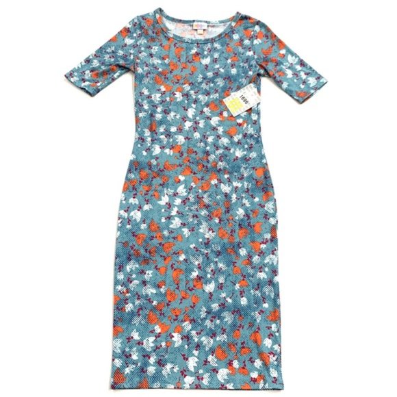 LuLaRoe Dresses & Skirts - LuLaRoe Blue Orange Floral Pattern Julia Dress